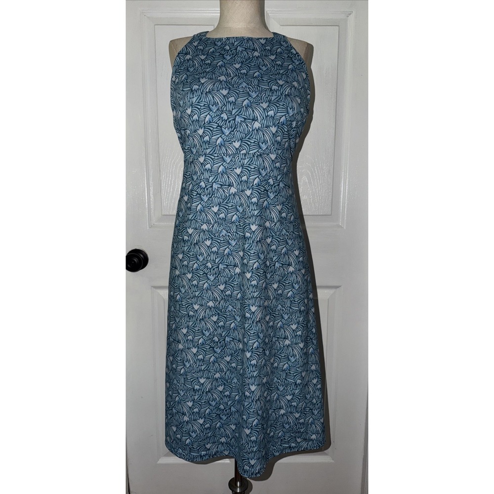 Patagonia Women's Magnolia Spring Dress Blue Print Size L Travel Active